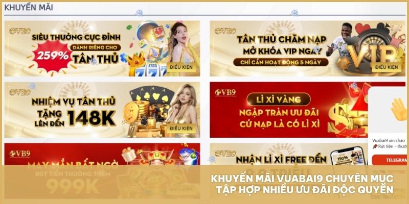 Khuyến mãi Vuabai9 chuyên mục tập hợp nhiều ưu đãi độc quyền
